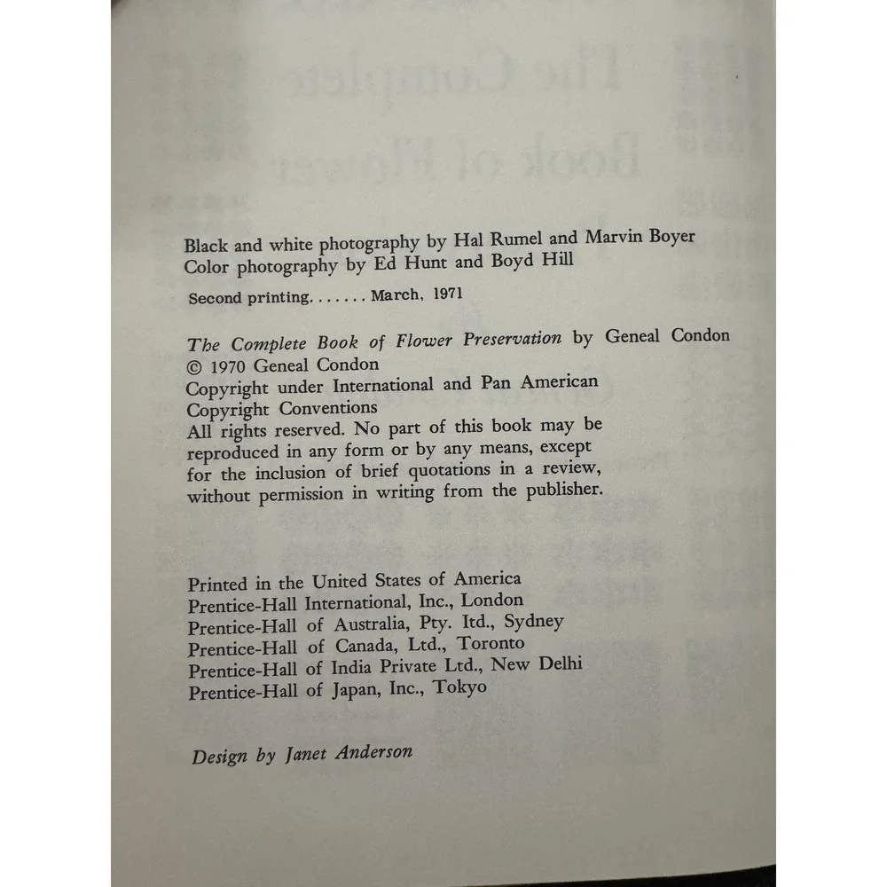 The Complete Book of Flower Preservation by Geneal Condon 1970 Hardcover 2nd